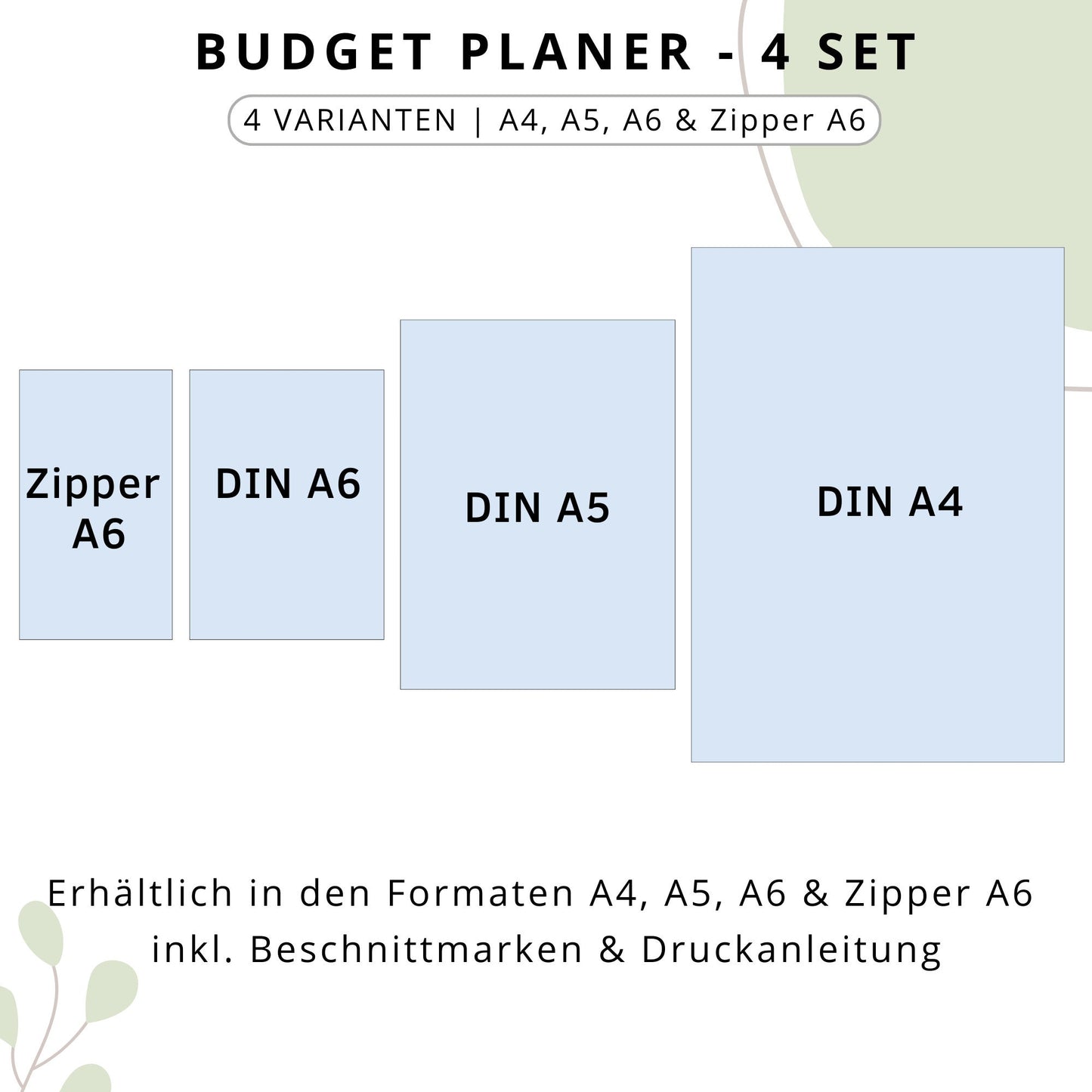 Budget Planer 4 Varianten, grün minimal