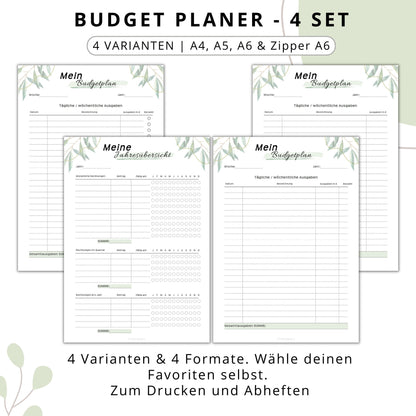 Budget Planer 4 Varianten, grün minimal