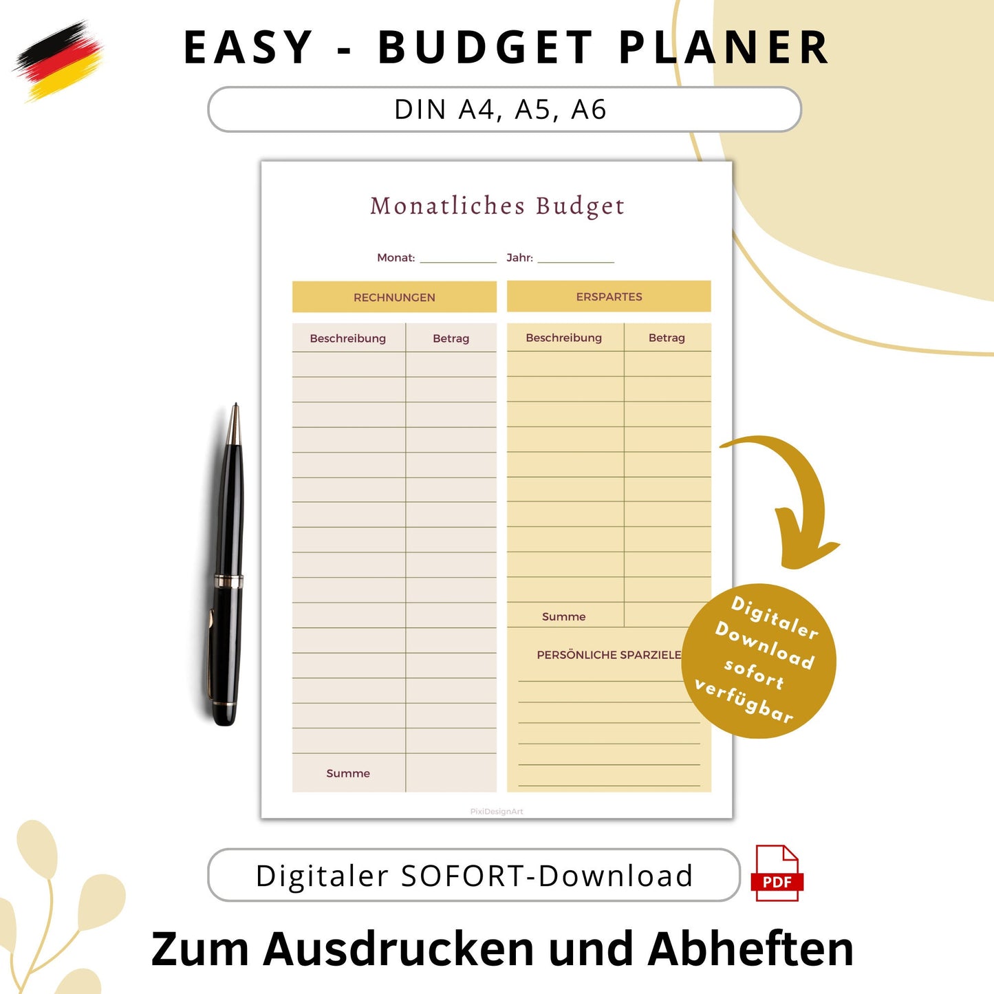 Budget Planer Easy, gelb