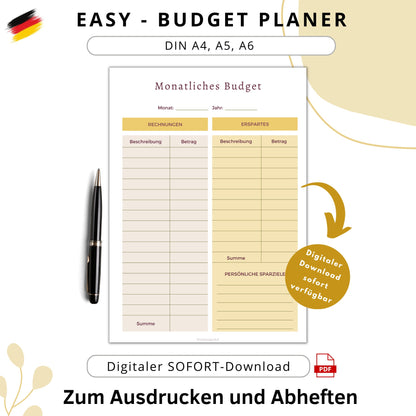 Budget Planer Easy, gelb