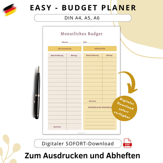 Budget Planer Easy, gelb