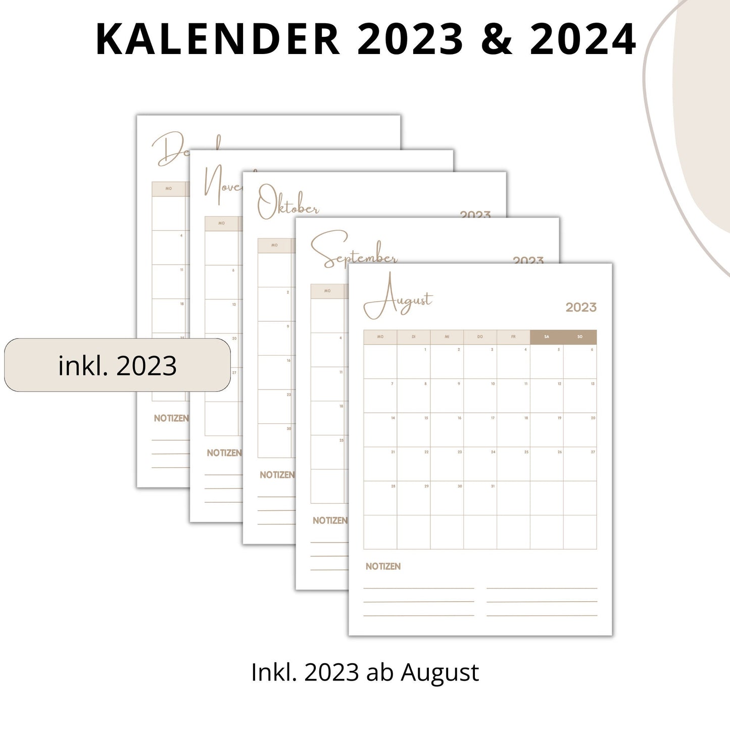 Kalender 2024, braun