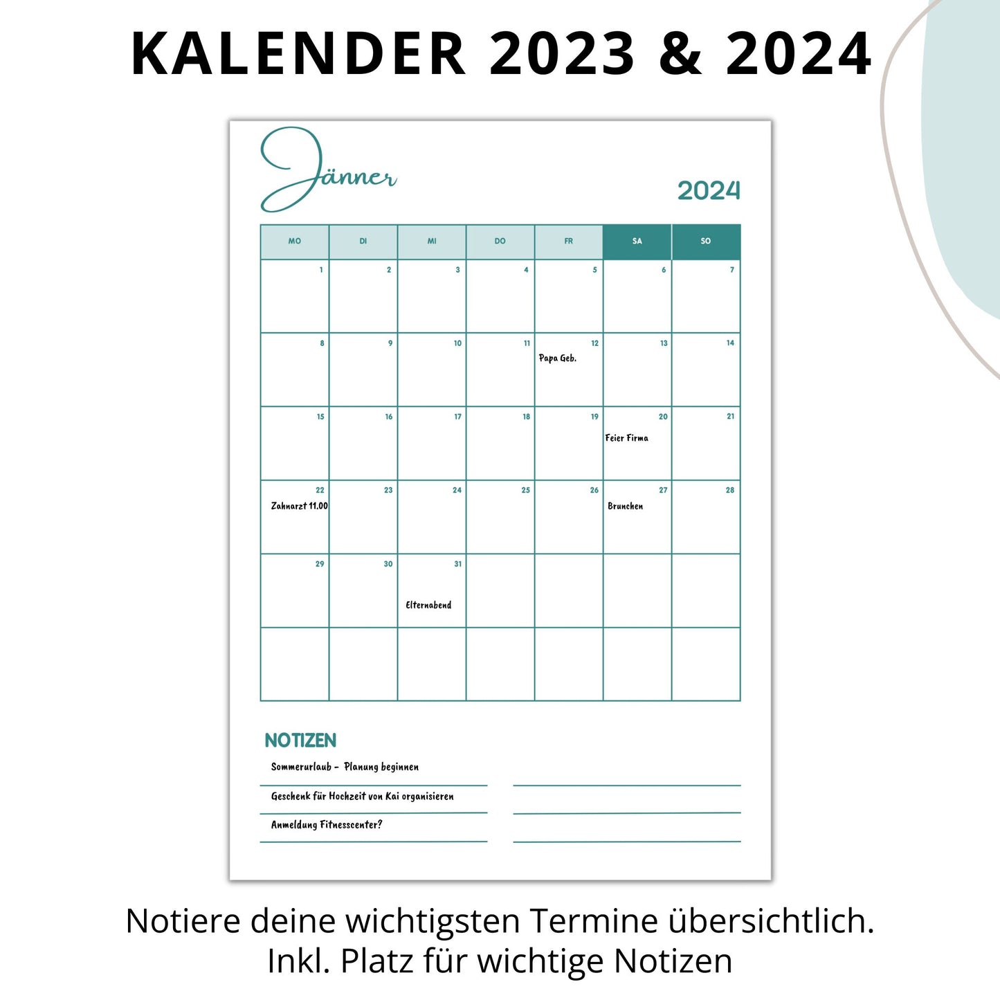 Kalender 2024, blau