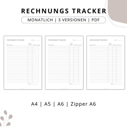 Rechnungs-Tracker, 3 Versionen