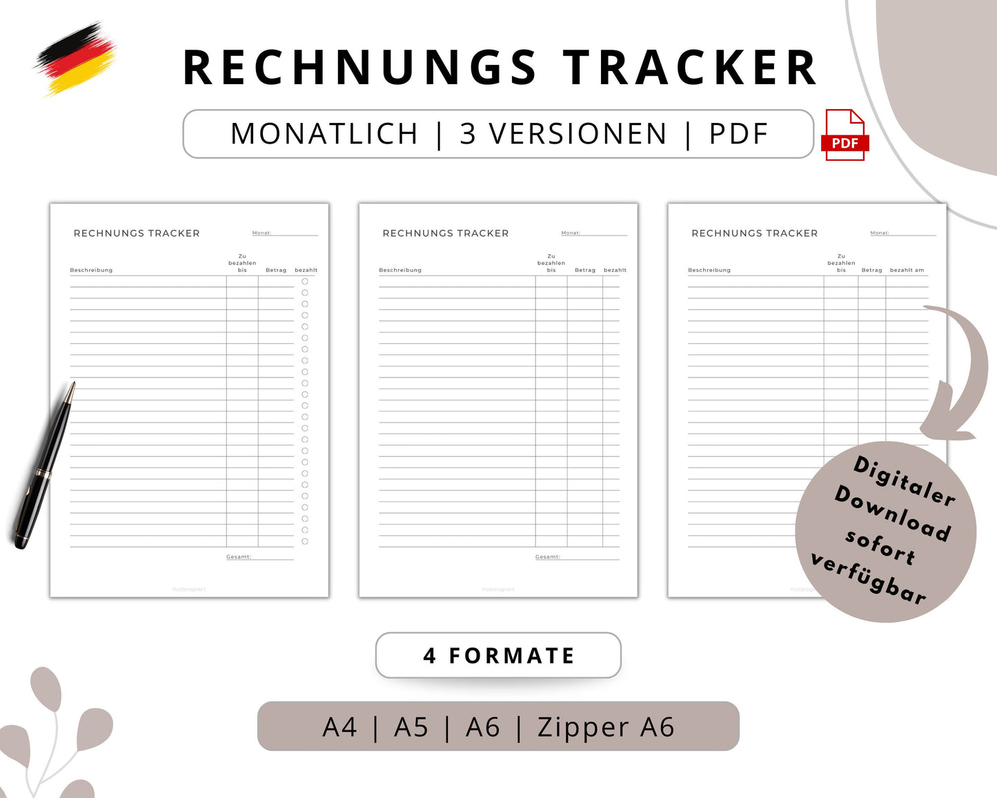 Rechnungs-Tracker, 3 Versionen