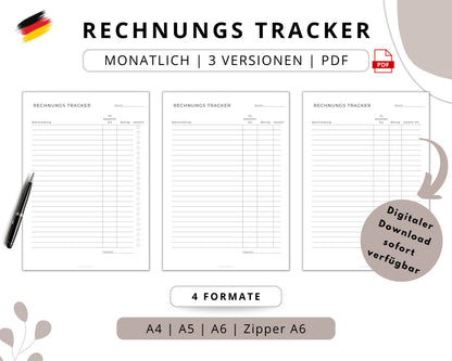 Rechnungs-Tracker, 3 Versionen