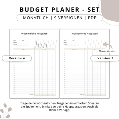 Budget Planer- SET 9 Varianten, beige minimal