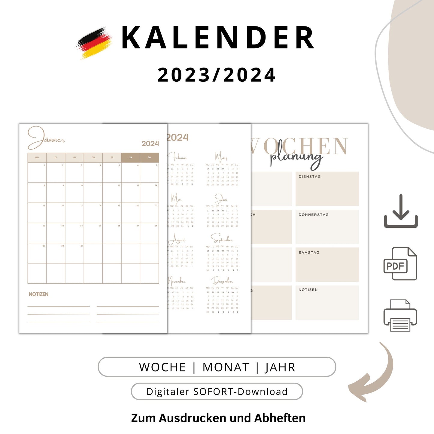 Kalender 2024, braun