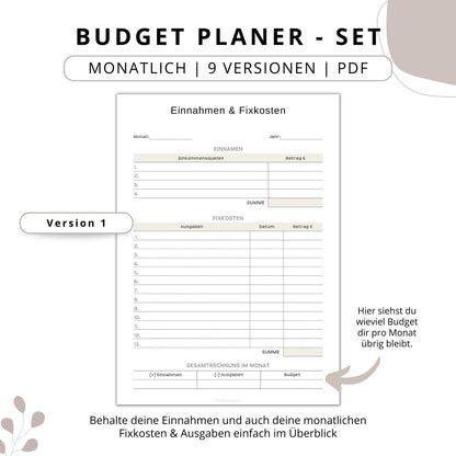 Budget Planer- SET 9 Varianten, beige minimal