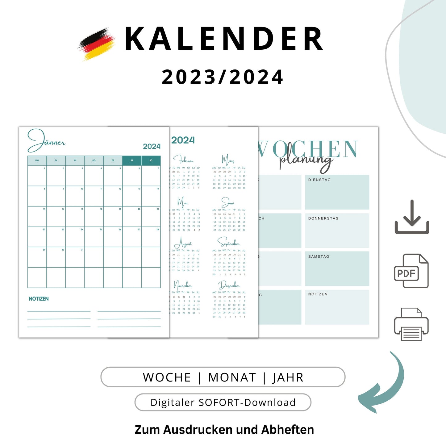 Kalender 2024, blau