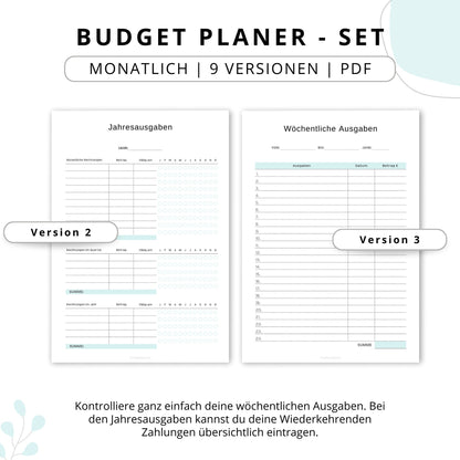 Budget Planer- SET 9 Varianten, blau minimal